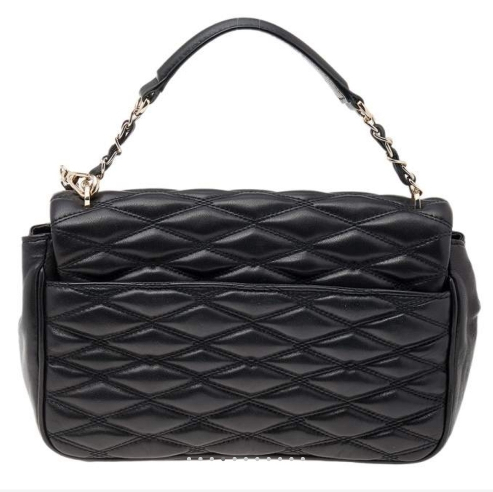 SOLD DKNY Black Diamond Quilted Lamb Leather Lara Top Handle Bag - Picture 4 of 7